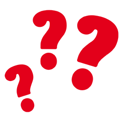 Icon von drei nebeneinander schwebenden Fragezeichen.